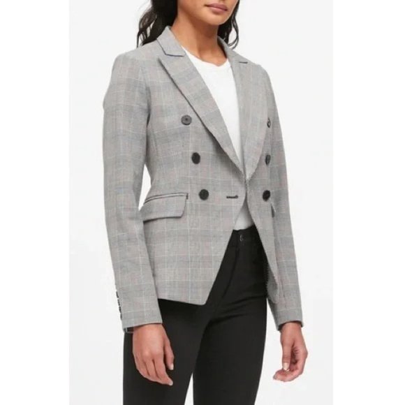 Banana Republic Double Breasted Plaid Blazer Jacket Coat Buttons Sold Out Style - Picture 1 of 3